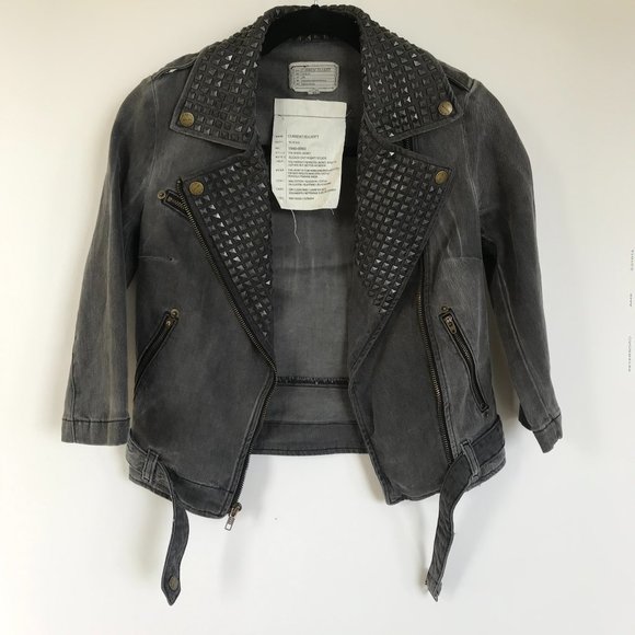 Current Elliot Studded Biker Denim Jacket - Picture 1 of 4